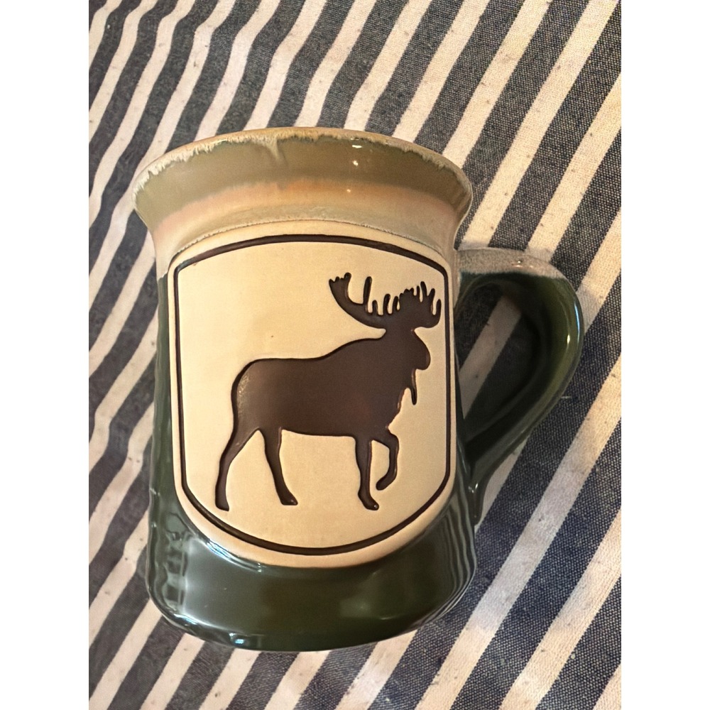 Cabelas Moose Coffee Mug 20oz Forest Green Stoneware Rustic Lodge Cabin Decor